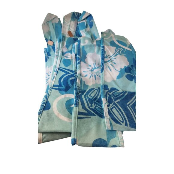 Hawaiian Floral Print Reusable Wine Bottle Bags Blue & White Durable Fabric Eco - Picture 9 of 9